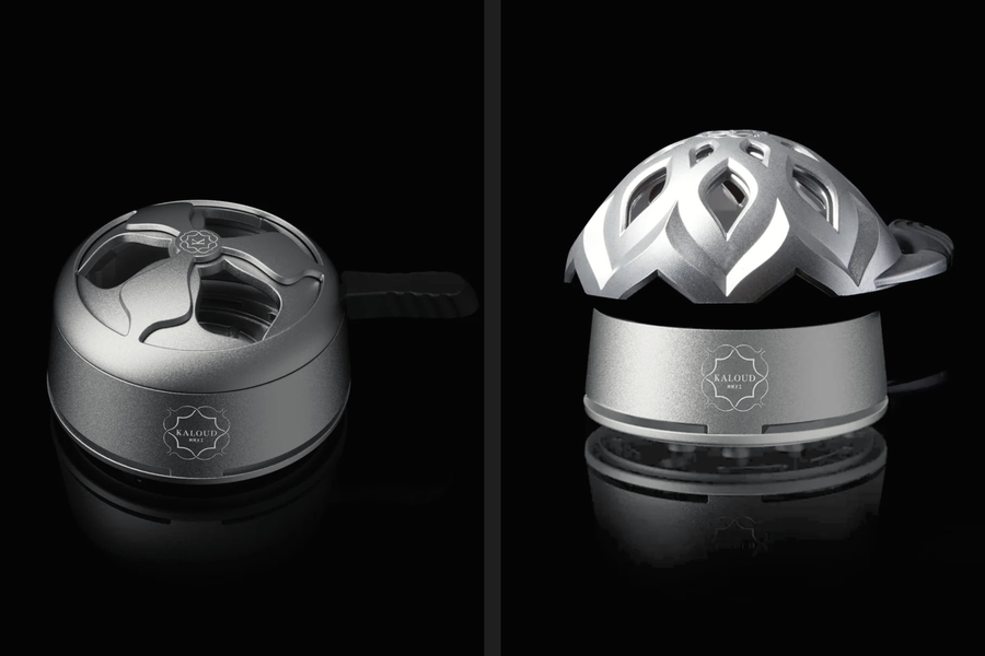 Kaloud Lotus I+ in aluminum beside the Lotus I+3 with its stainless steel base, side by side on black