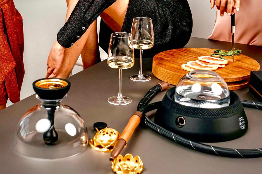 Hookah preparation and session setup showing controlled heat and nicotine delivery during smoking experience
