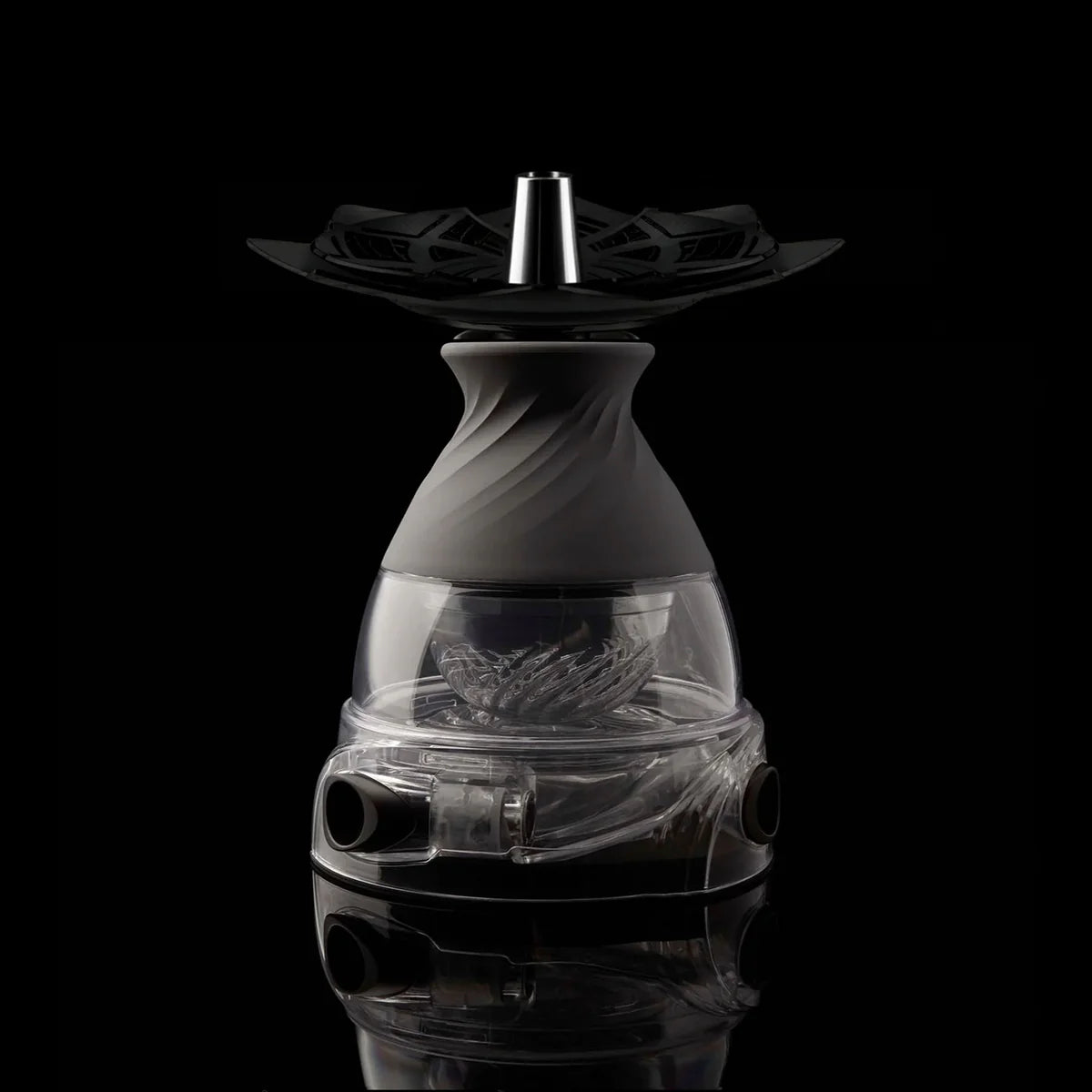 Kaloud Krysalis Calix 2.0 Lucidity Core System hookah base with deep atmospheric internal lighting, the dark-tone lighting variant for low-light hookah sessions